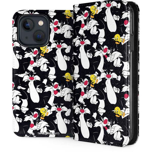 Looney Tunes Sylvester and Tweety Super Sized iPhone 14 Folio Case