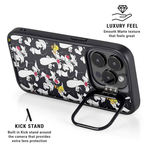 Looney Tunes Sylvester and Tweety Super Sized iPhone 14 Pro Kickstand Case