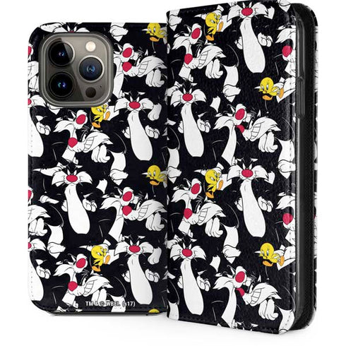 Looney Tunes Sylvester and Tweety Super Sized iPhone 14 Pro Max Folio Case