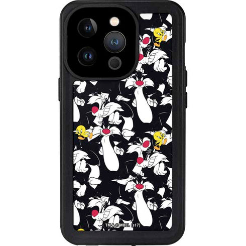 Looney Tunes Sylvester and Tweety Super Sized iPhone 15 Pro Waterproof Case