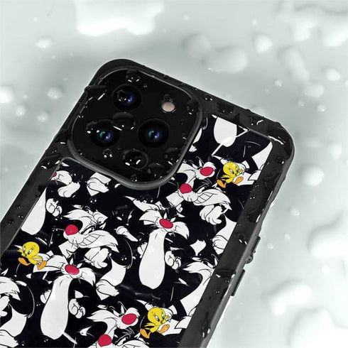 Looney Tunes Sylvester and Tweety Super Sized iPhone 15 Pro Waterproof Case