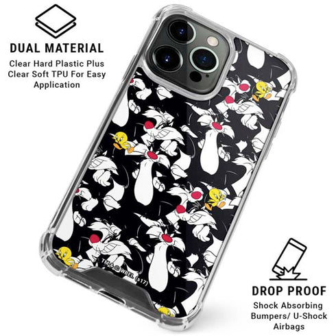 Looney Tunes Sylvester and Tweety Super Sized iPhone 16 Pro Clear Case