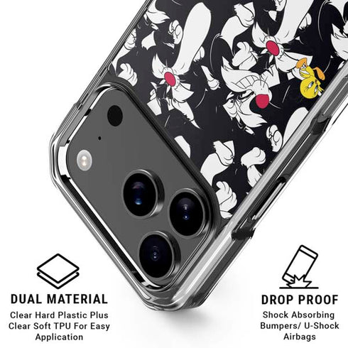 Looney Tunes Sylvester and Tweety Super Sized iPhone 17 Pro Max Clear Case