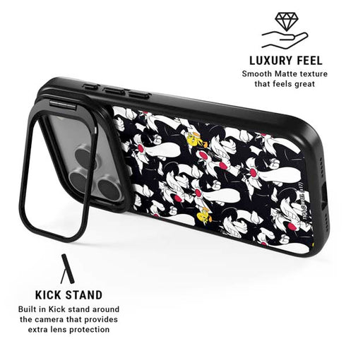 Looney Tunes Sylvester and Tweety Super Sized iPhone 17 Pro Max Kickstand Case