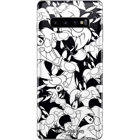 Looney Tunes Sylvester Super Sized Pattern Galaxy S10 Plus Skin