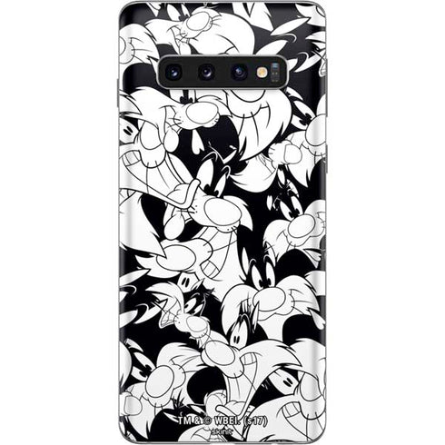 Looney Tunes Sylvester Super Sized Pattern Galaxy S10 Skin