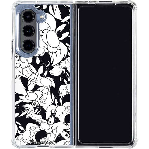 Looney Tunes Sylvester Super Sized Pattern Galaxy Z Fold5 5G Clear Case