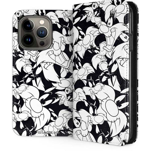 Looney Tunes Sylvester Super Sized Pattern iPhone 13 Pro Folio Case