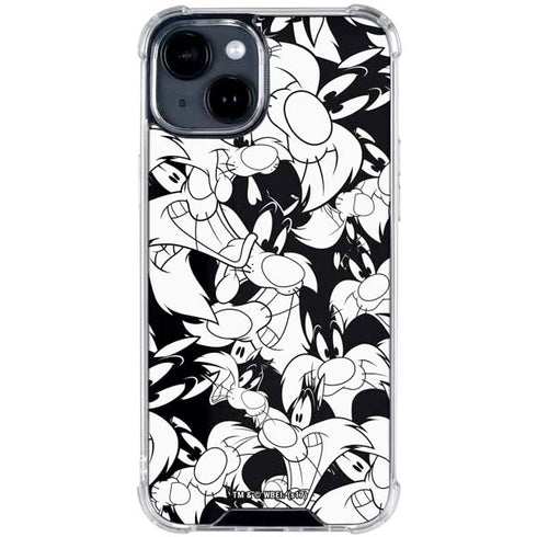 Looney Tunes Sylvester Super Sized Pattern iPhone 15 Clear Case