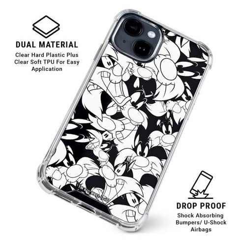 Looney Tunes Sylvester Super Sized Pattern iPhone 15 Clear Case