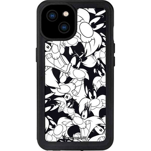 Looney Tunes Sylvester Super Sized Pattern iPhone 15 Plus Waterproof Case