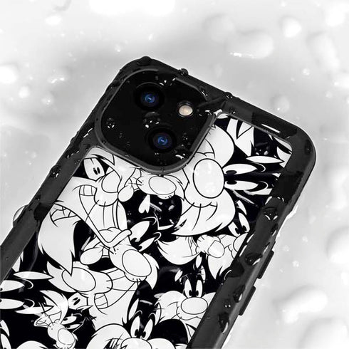Looney Tunes Sylvester Super Sized Pattern iPhone 15 Plus Waterproof Case