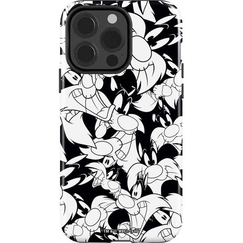 Looney Tunes Sylvester Super Sized Pattern iPhone 15 Pro Impact Case