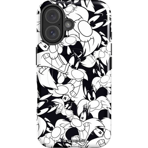 Looney Tunes Sylvester Super Sized Pattern iPhone 16 Magsafe Impact Case