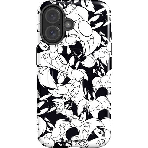 Looney Tunes Sylvester Super Sized Pattern iPhone 16 Plus Magsafe Impact Case