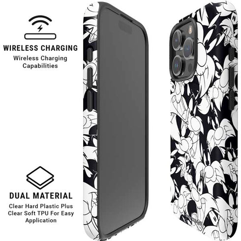 Looney Tunes Sylvester Super Sized Pattern iPhone 16 Pro Magsafe Impact Case