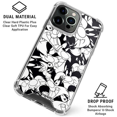 Looney Tunes Sylvester Super Sized Pattern iPhone 16 Pro Max Clear Case