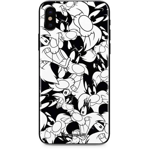 Looney Tunes Sylvester Super Sized Pattern iPhone XS Skin