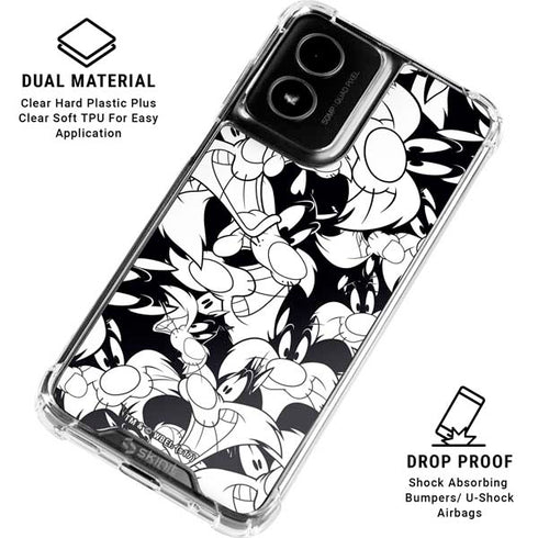 Looney Tunes Sylvester Super Sized Pattern Moto G Power 5G (2024) Clear Case