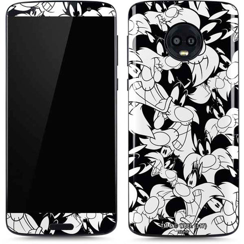 Looney Tunes Sylvester Super Sized Pattern Moto G6 Skin