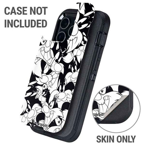 Looney Tunes Sylvester Super Sized Pattern Otterbox Defender iPhone Skin