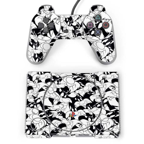 Looney Tunes Sylvester Super Sized Pattern PlayStation Classic Bundle Skin