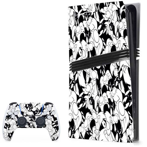 Looney Tunes Sylvester Super Sized Pattern PS5 Pro Bundle Skin