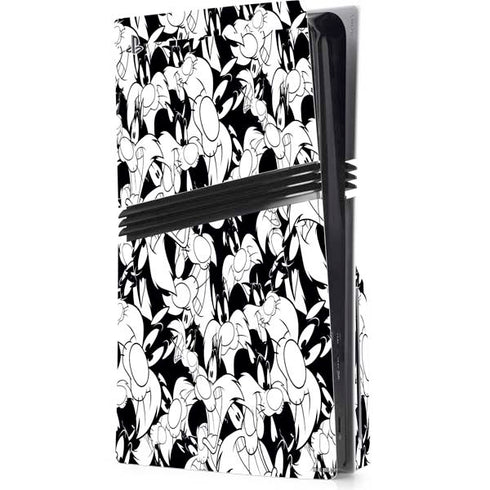 Looney Tunes Sylvester Super Sized Pattern PS5 Pro Disk Console Skin