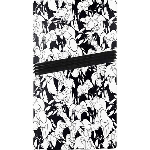 Looney Tunes Sylvester Super Sized Pattern PS5 Pro Disk Console Skin