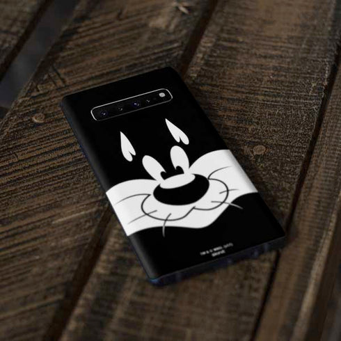 Looney Tunes Sylvester the Cat Black and White Galaxy S10 Plus Skin