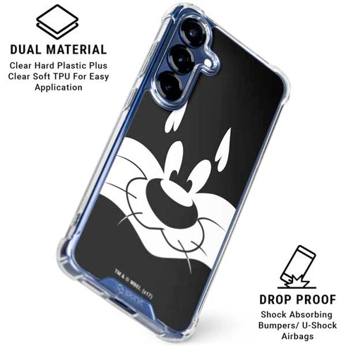 Looney Tunes Sylvester the Cat Black and White Galaxy S25 Plus Clear Case