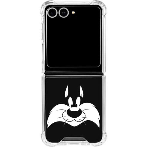 Looney Tunes Sylvester the Cat Black and White Galaxy Z Flip7 Clear Case