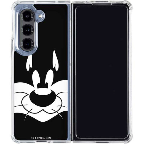 Looney Tunes Sylvester the Cat Black and White Galaxy Z Fold5 5G Clear Case