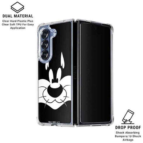 Looney Tunes Sylvester the Cat Black and White Galaxy Z Fold6 Clear Case