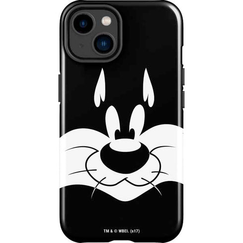 Looney Tunes Sylvester the Cat Black and White iPhone 15 Impact Case