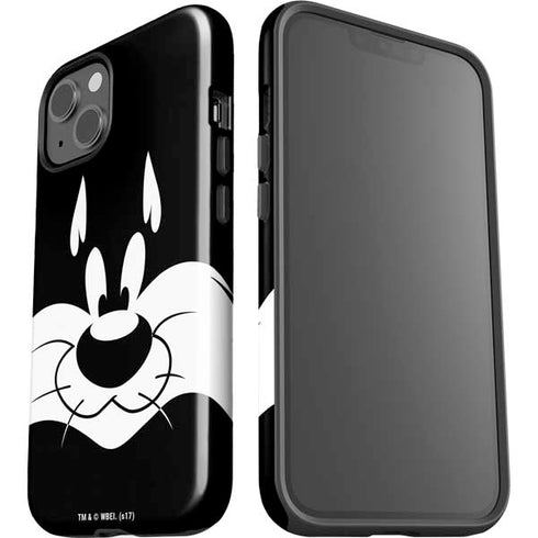 Looney Tunes Sylvester the Cat Black and White iPhone 15 Impact Case