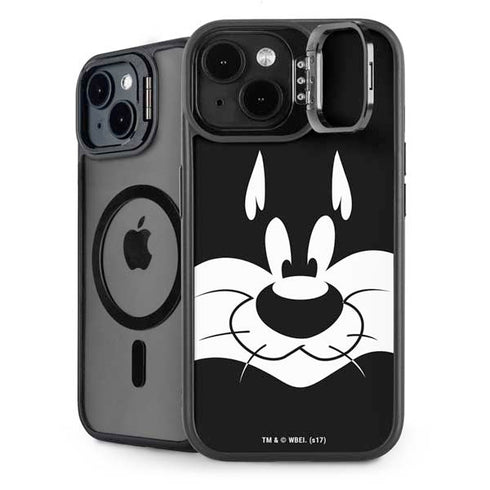 Looney Tunes Sylvester the Cat Black and White iPhone 15 Plus Kickstand Case