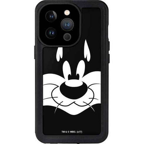 Looney Tunes Sylvester the Cat Black and White iPhone 15 Pro Waterproof Case