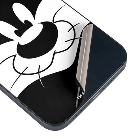 Looney Tunes Sylvester the Cat Black and White iPhone 15 Skin