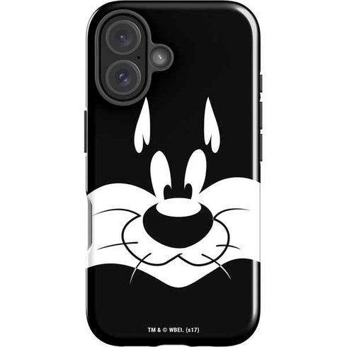 Looney Tunes Sylvester the Cat Black and White iPhone 16 Impact Case