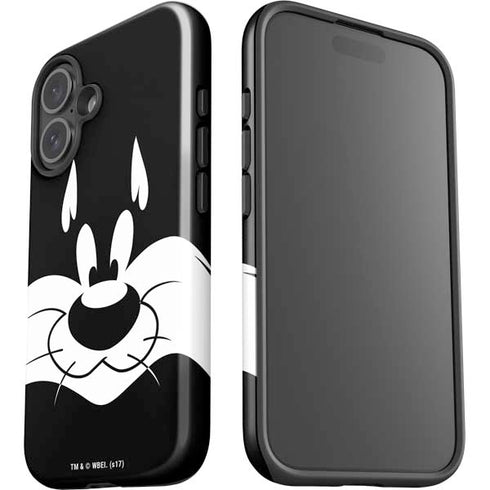 Looney Tunes Sylvester the Cat Black and White iPhone 16 Impact Case