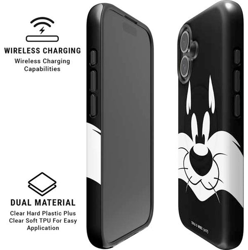 Looney Tunes Sylvester the Cat Black and White iPhone 16 Magsafe Impact Case