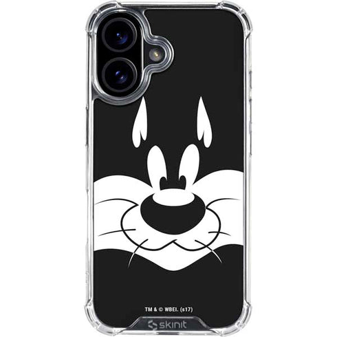 Looney Tunes Sylvester the Cat Black and White iPhone 16 Plus Clear Case
