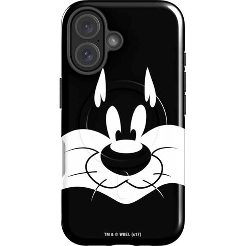Looney Tunes Sylvester the Cat Black and White iPhone 16 Plus Magsafe Impact Case
