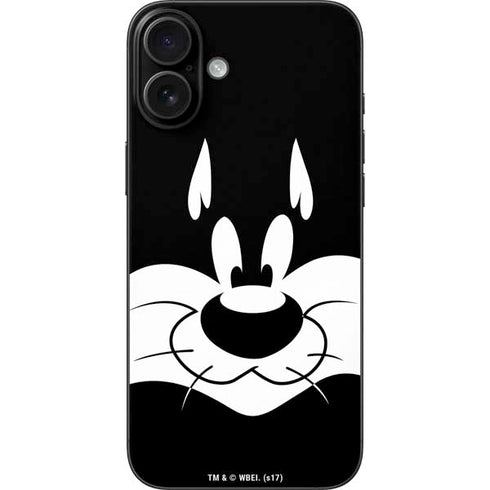Looney Tunes Sylvester the Cat Black and White iPhone 16 Plus Skin