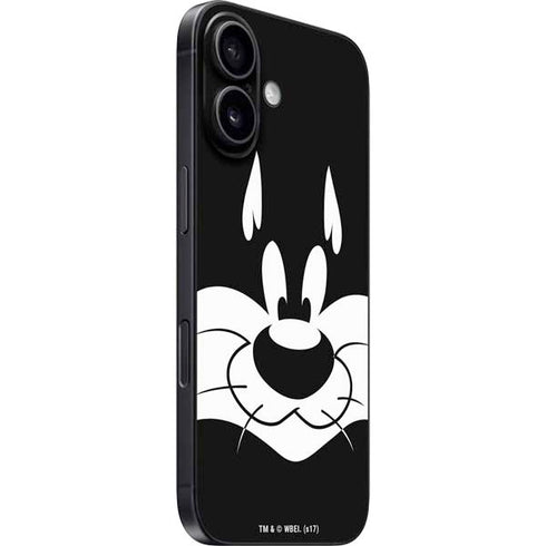 Looney Tunes Sylvester the Cat Black and White iPhone 16 Plus Skin