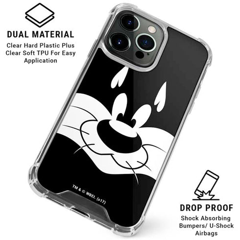 Looney Tunes Sylvester the Cat Black and White iPhone 16 Pro Max Clear Case