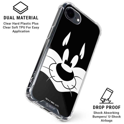 Looney Tunes Sylvester the Cat Black and White iPhone 16e Clear Case