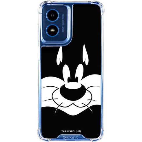 Looney Tunes Sylvester the Cat Black and White Moto G Play 4G (2024) Clear Case