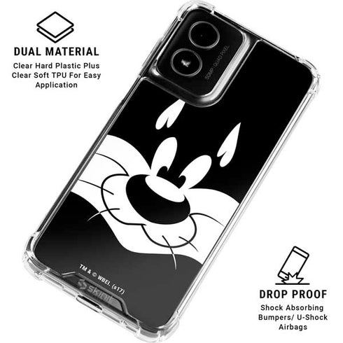 Looney Tunes Sylvester the Cat Black and White Moto G Power 5G (2024) Clear Case
